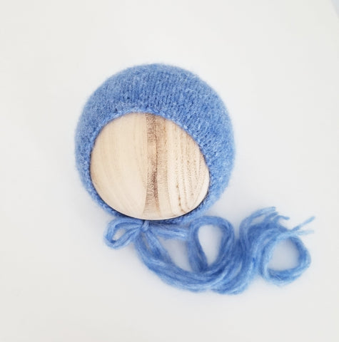 |RTS| Blue Alpaca Blend Simple Knit Bonnet