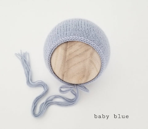 |RTS| Baby Blue Wool Knit Bonnet