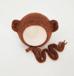 |RTS| Hazelnut Mix Knit Bear Bonnet