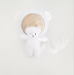 |RTS| Truly White Knit Fuzzy Bear Bonnet + Bear Lovie Set