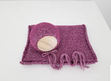 |RTS| Mixed Berry Knit Bonnet + Wrap Set