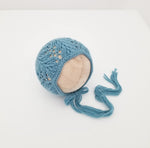 |RTS| Teal Wool Knit Lace Bonnet