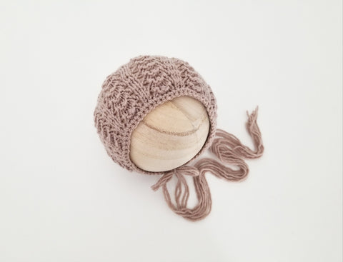 |RTS| Taupe Wool Knit Textured Bonnet