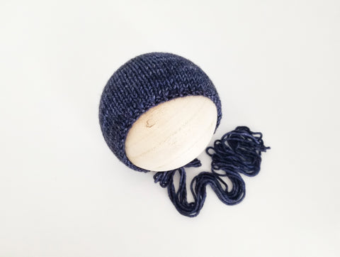 |RTS| Blue Ink Wool Knit Bonnet