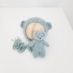 [special preorder] Egg Blue Fuzzy Knit Bear Set