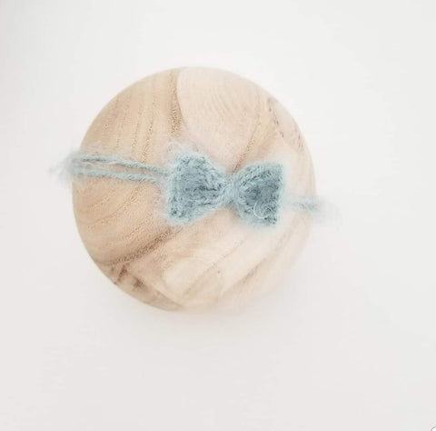 Egg Blue Fuzzy Knit Bow