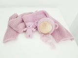 |preorder| Vintage Pink luxe angora ***alternative*** Bear Set + knit wrap