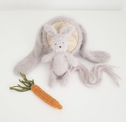 OATMEAL Luxe Angora Knit Bunny Set