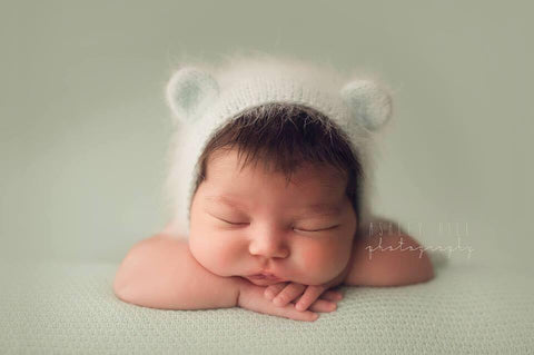 Heartstrings. Heartstrings knits. Knits by Heartstrings. {WILLOW} luxe angora knit newborn bear bonnet. Heartstrings. Image by Ashley Hill Photography.